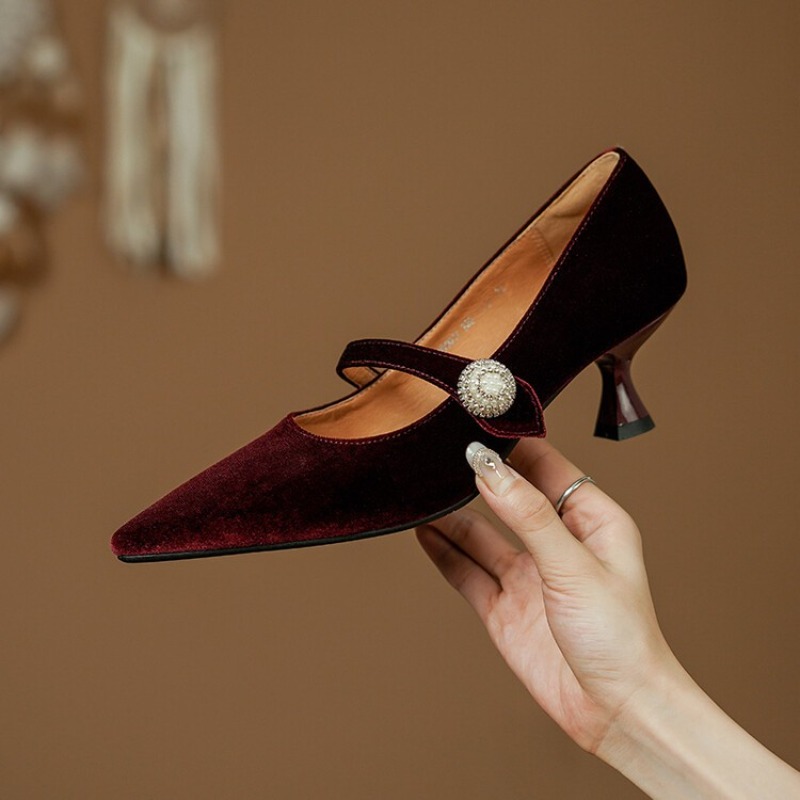 Wine Red Pointed Toe Mary Jane - Womens Heels review and price