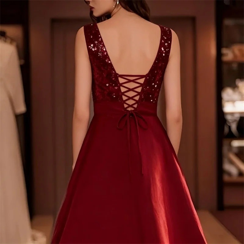 Burgundy Sequin Satin Midi Dre - Midi Dress review and price