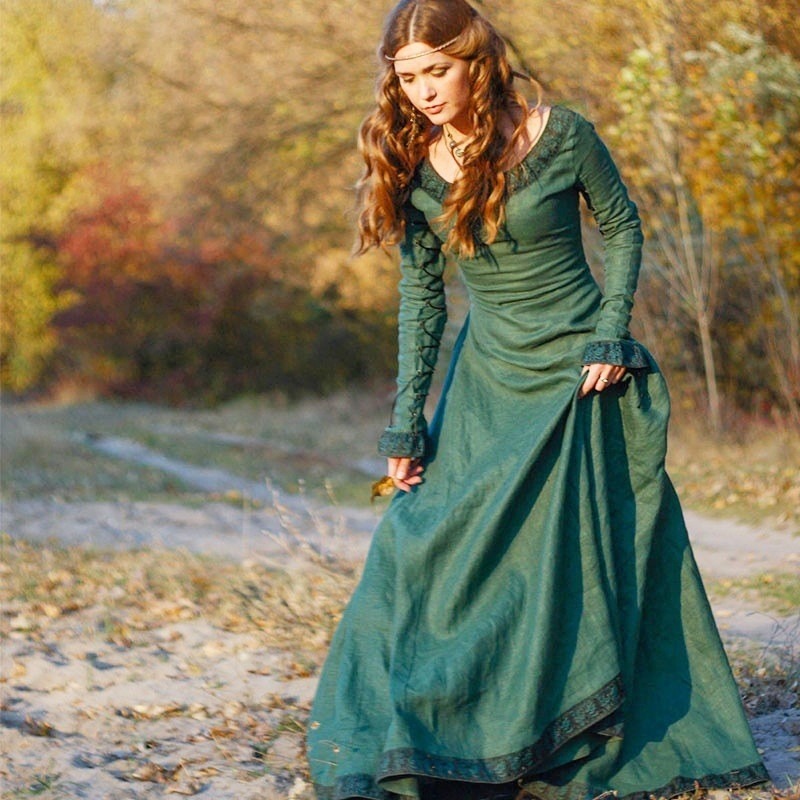 Women Medieval Long Dress V Ne - Lace Dress review and price