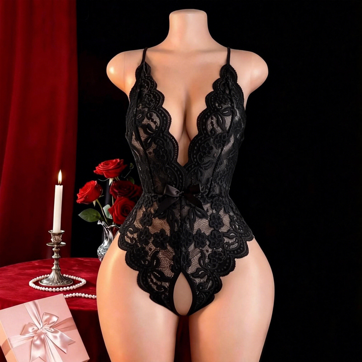 Hot Crotchless Sexy Lingerie F - Lace Dress review and price