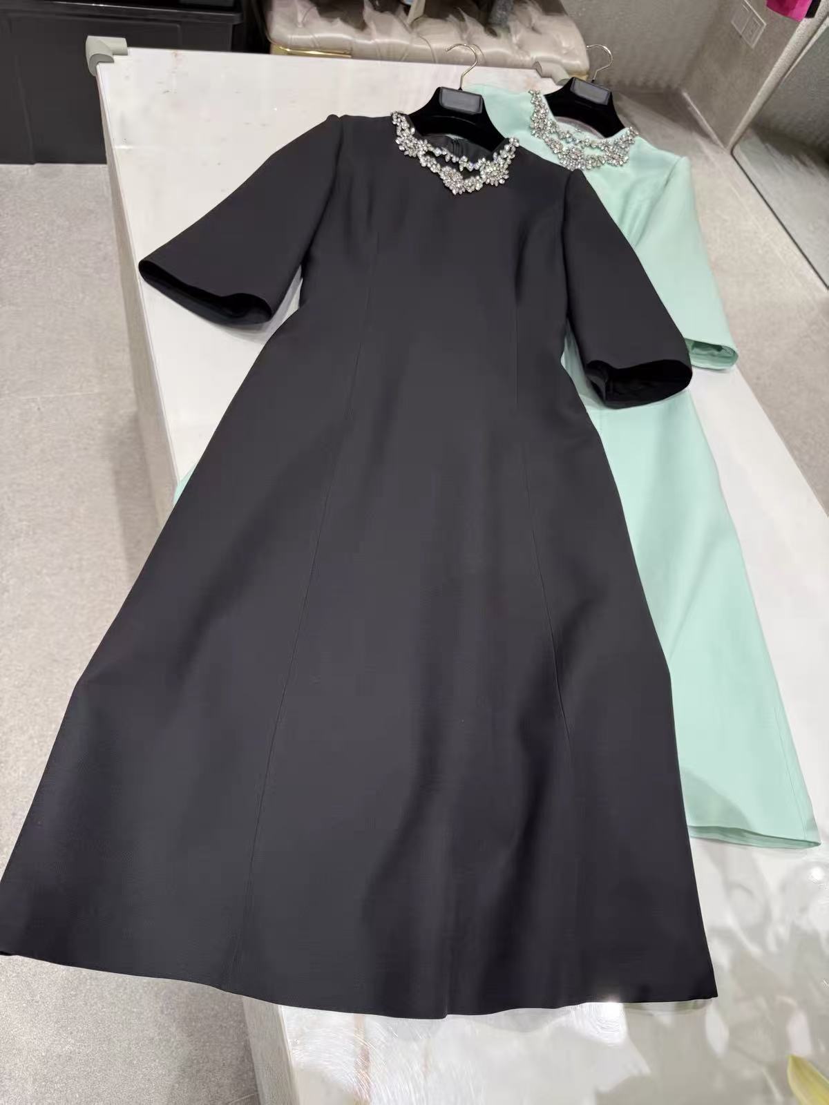 Premium Silk Wool Mint Green W - Midi Dress review and price