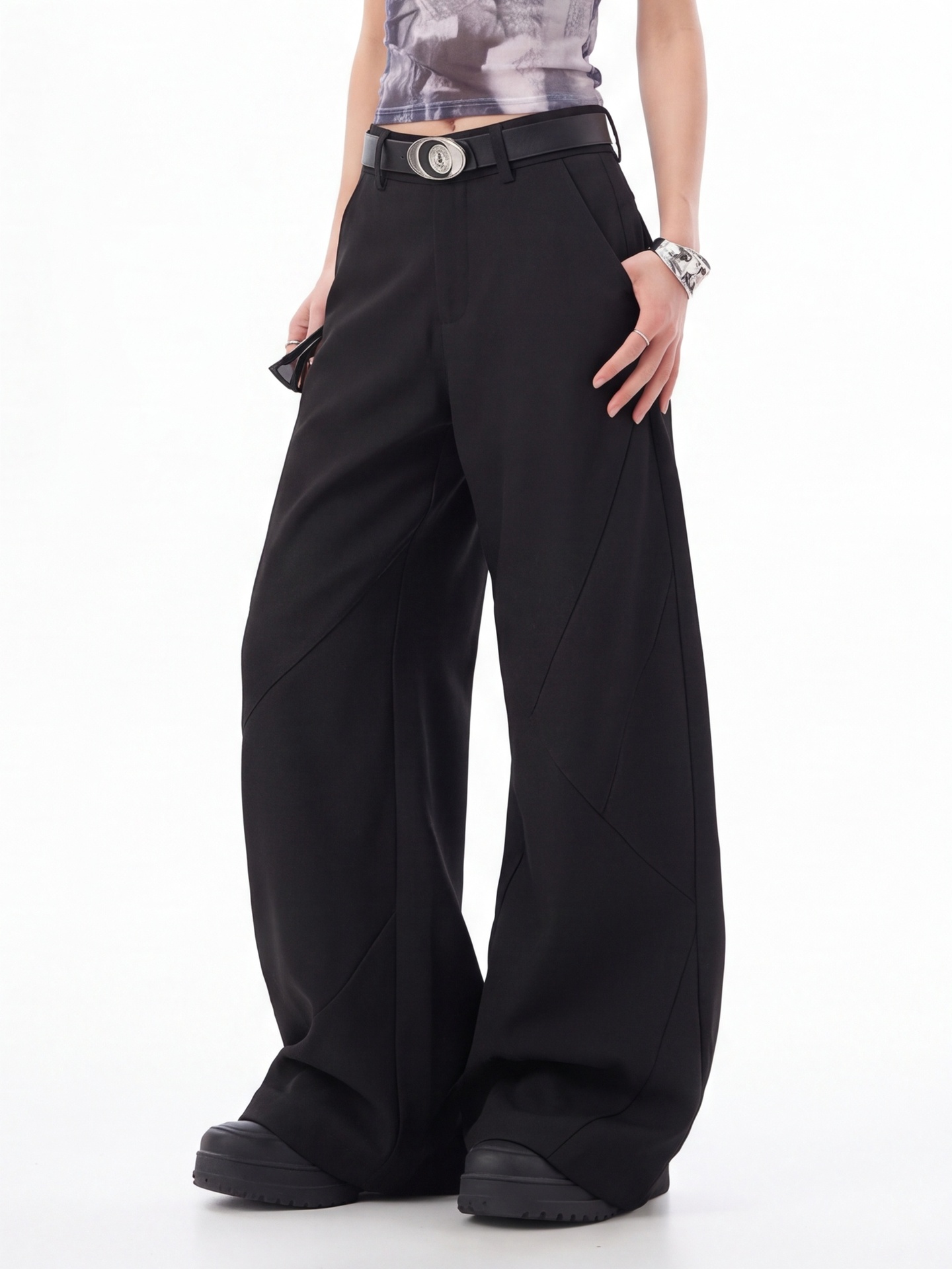 Black High Waist Trousers for  - Tailored Trouser Wide review and price
